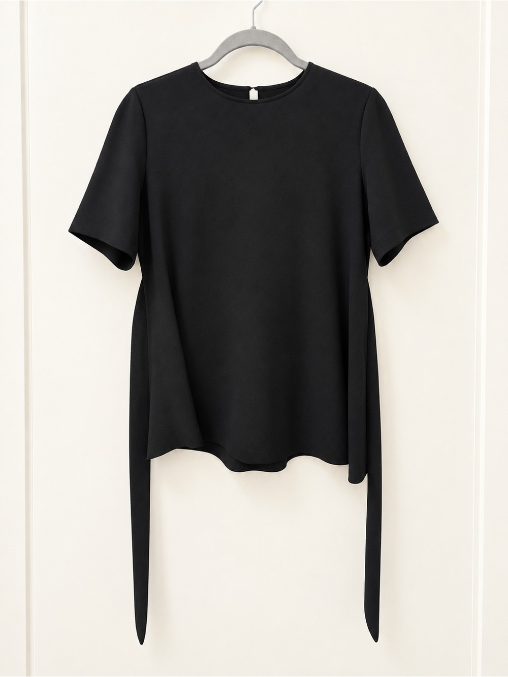 Zara Black Short-Sleeve Side Tie Top